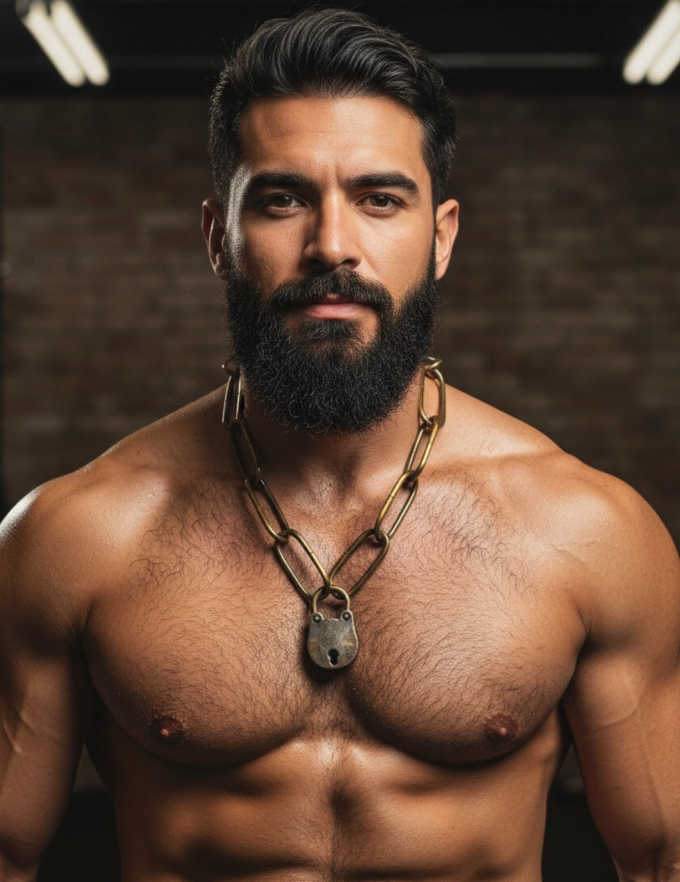 Bear Lock Chain & Key Necklace Set (GOLD)