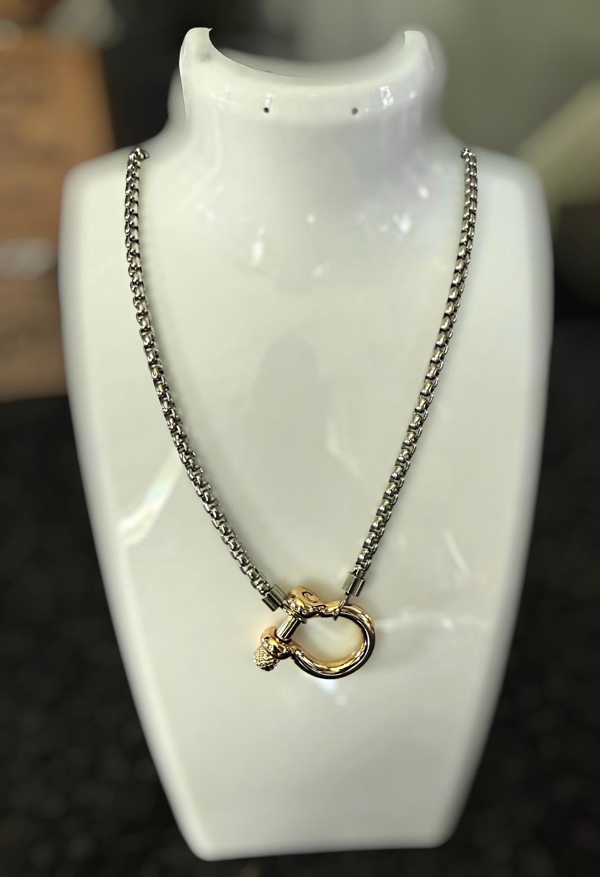 17.5 inch Gold & Silver Chain with U-Link Clasp Necklace