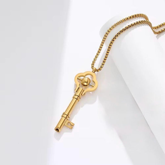 Stainless Steel Key Pendant Necklace with Chain