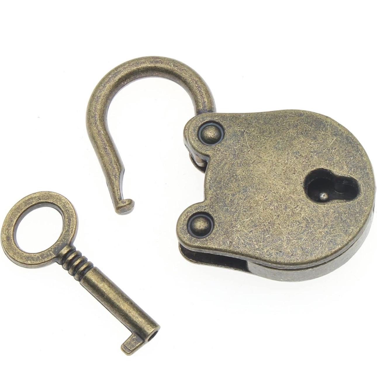 Bear Lock Chain & Key Necklace Set (BRONZE)