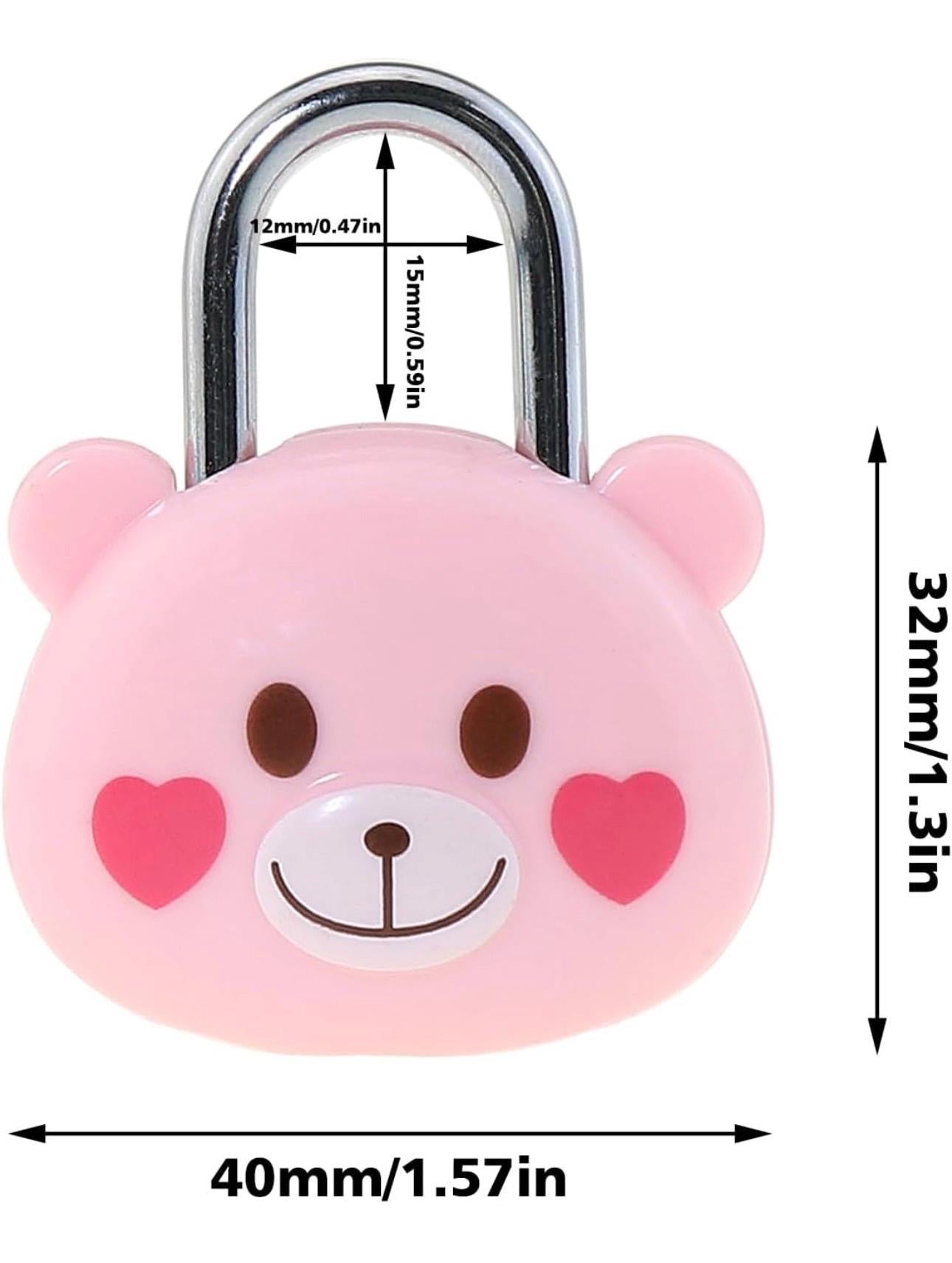 Bear Face Lock Chain & Key Necklace  (SILVER)