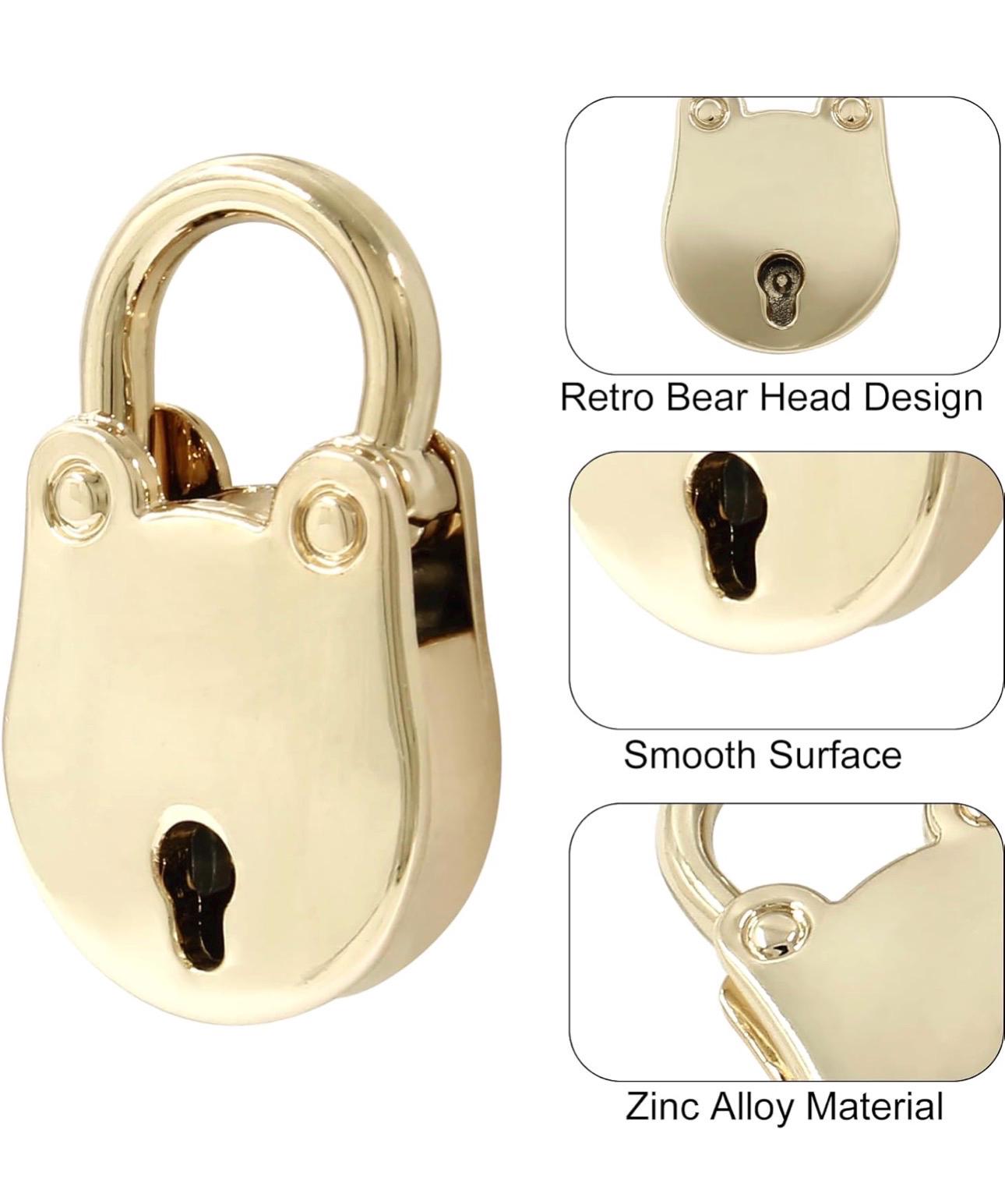 Bear Lock Chain & Key Necklace Set (GOLD)