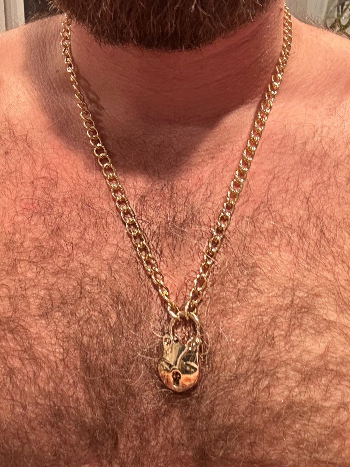 Bear Lock Chain & Key Necklace Set (GOLD)