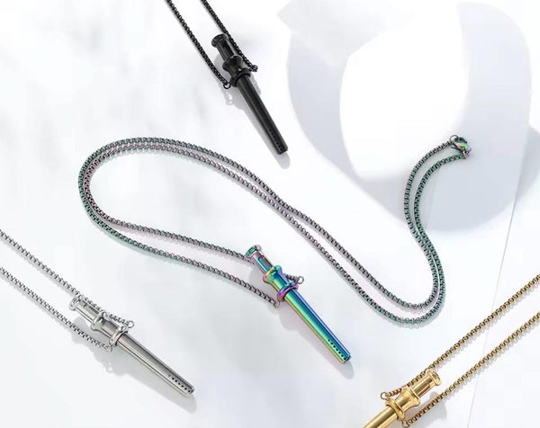 Small Straw and Spoon Necklace 55 MM